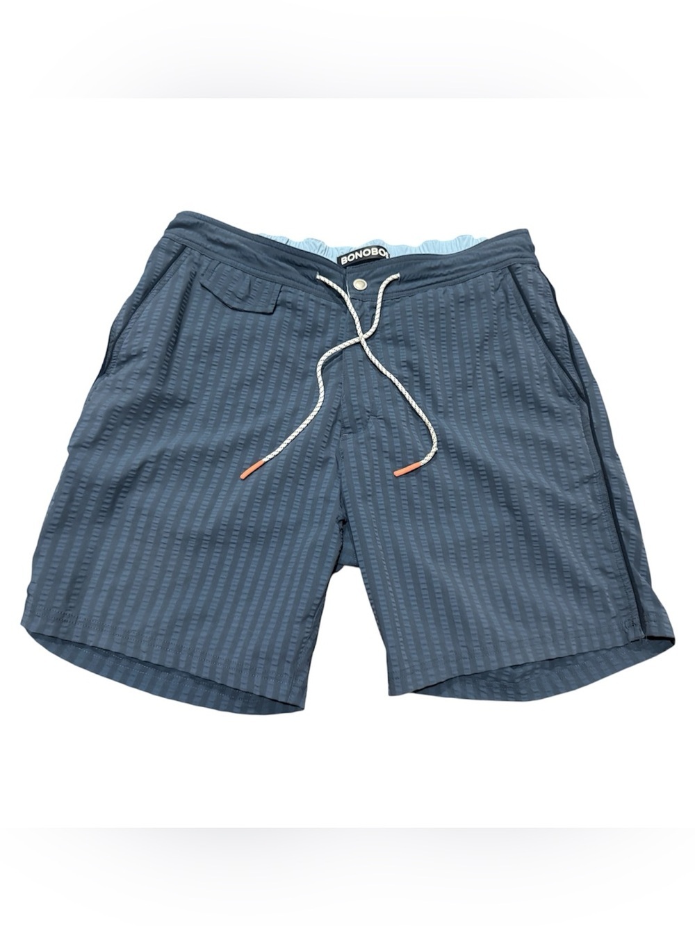 Bonobos Seersucker Surf Swim Stretch Chino Shorts Trunks 7” Medium Blue Coastal